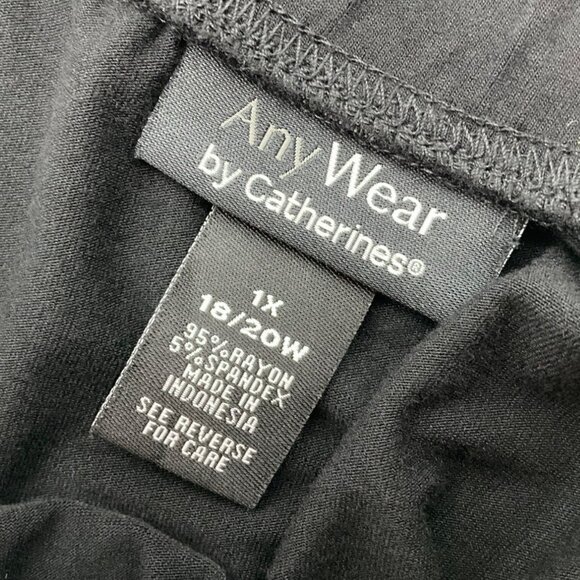 Any Wear Catherines 1X Maxi Skirt Black Asymmetrical Pull On Flowy Minimalist - Picture 4 of 9